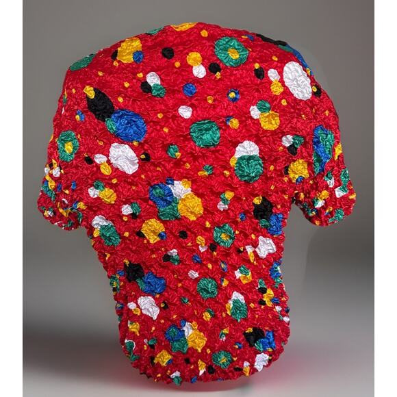 Vtg F C Artsy Crinkle Pleated Stretch Top 3/4 Sleeve One Size Fits Boho Chic - Picture 2 of 2